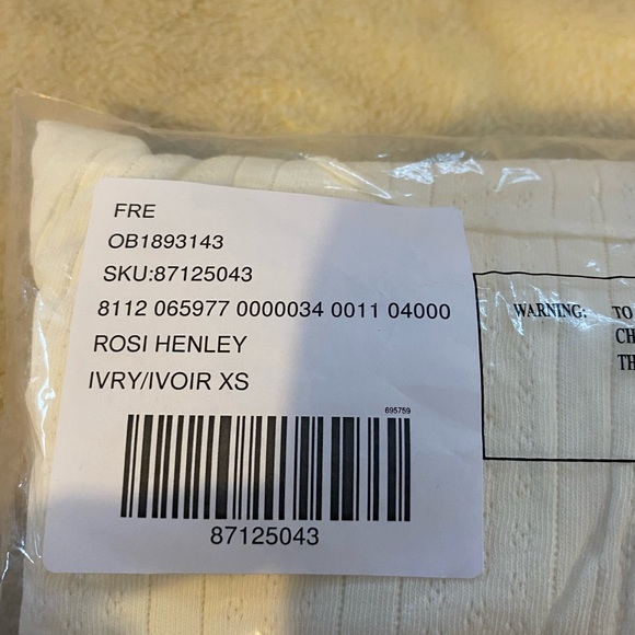 Free People ❤️ IVORY Henley Long Sleeve -NWT - Picture 8 of 10